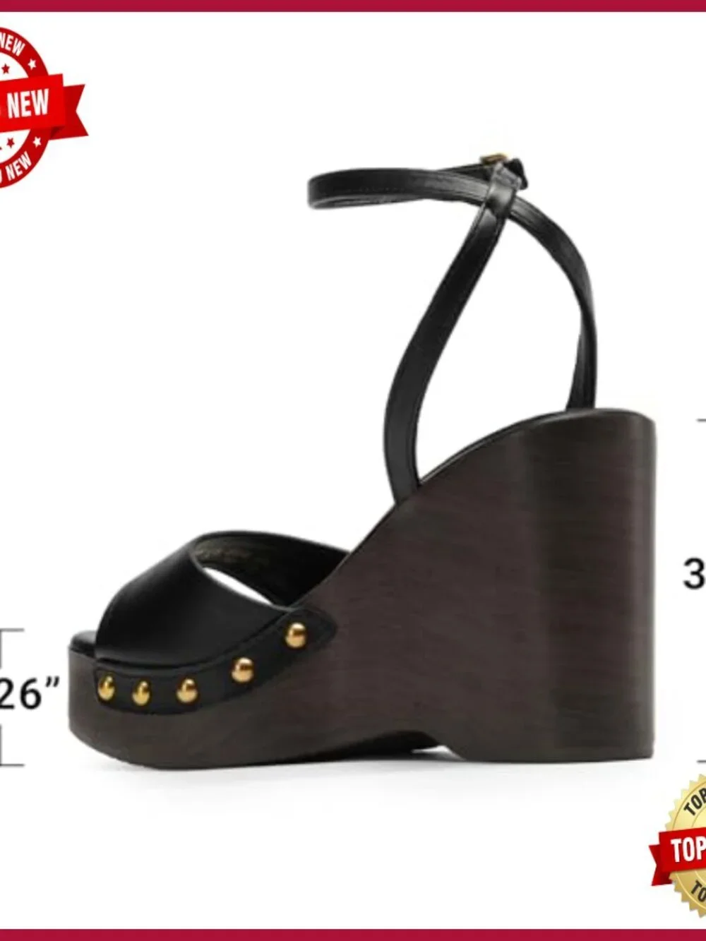 Wedge Sandals Platform Square Toe Ankle Strap Buckle Studded Dressy Summer